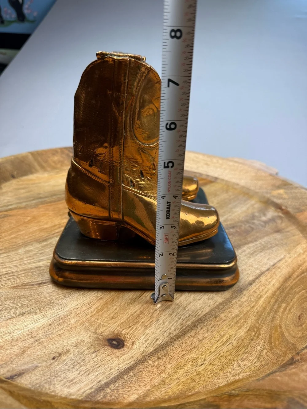 Vintage Copper Cowboy Boot Bookends Rustic Western Ranch Decor Pair